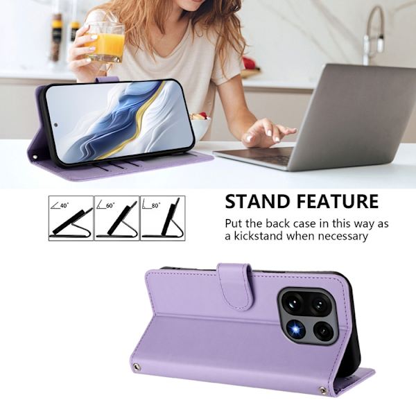 OnePlus 15 Konstläder Plånboksfodral Love Cat Pattern Imprint Lila