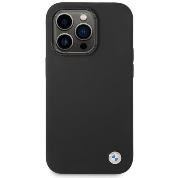 BMW telefontaske til iPhone 15 Pro silikone metal logo - sort Black