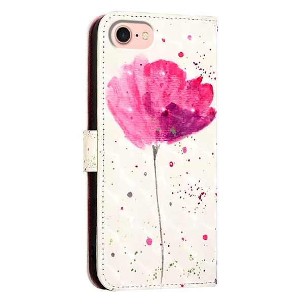 iPhone 16e Plånboksfodral Printing Pattern Med Rem - Flower Rosa