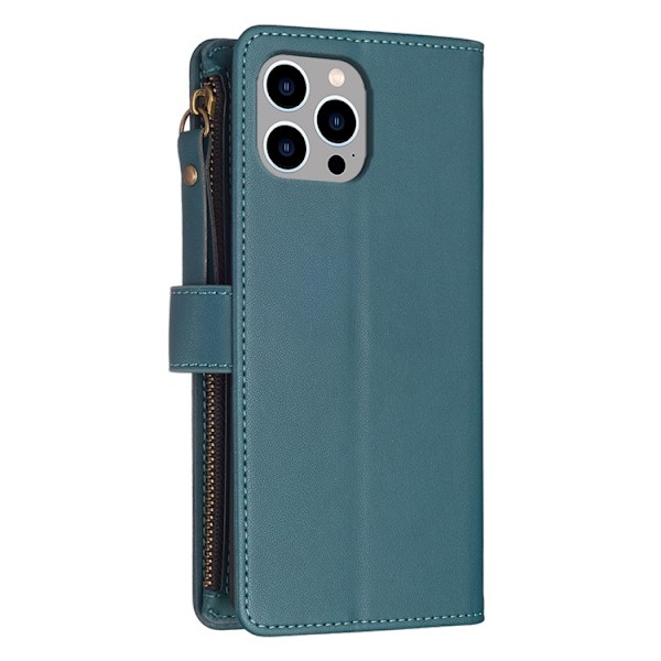 iPhone 15 Pro Max Plånboksfodral Zipper Flip - Grön