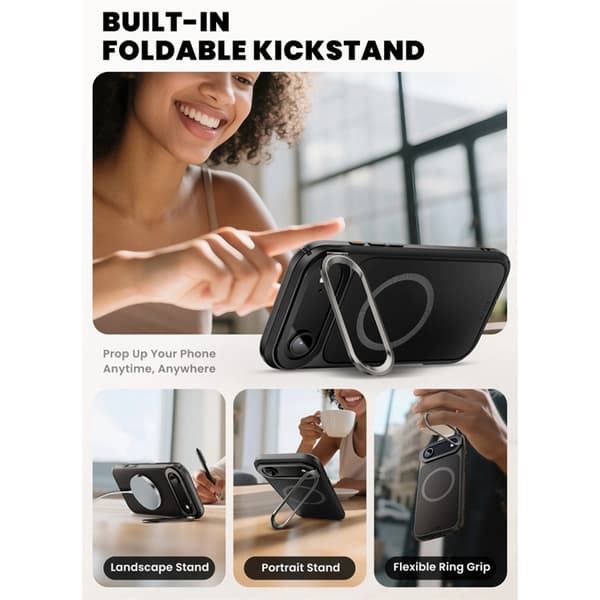 Supcase Telefontaske til iPhone Air Magsafe Ares Flip - Sort Svart