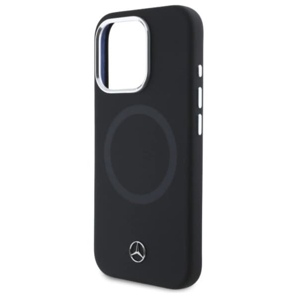 Mercedes telefontaske til iPhone 16 Pro MagSafe silikone tonalt logo - sort Black