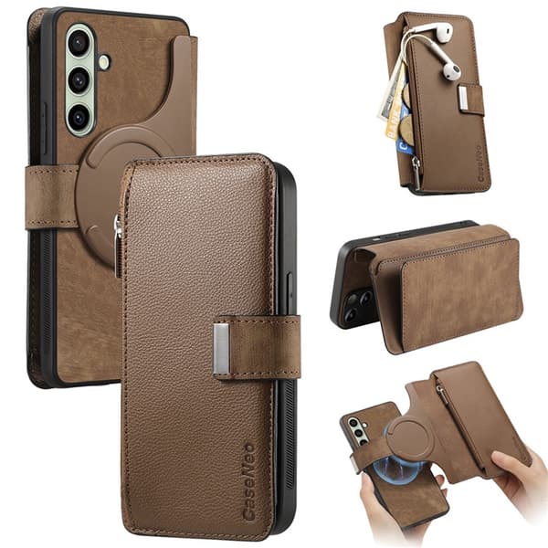 Caseneo Plånboksfodral För Galaxy A26 Magnetic Läder - Brun Brun
