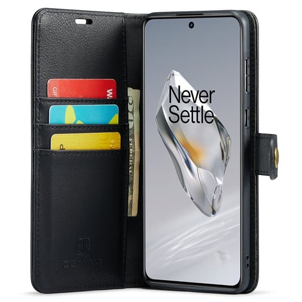 DG.MING OnePlus 12 5G Plånboksfodral Äkta läderSvart