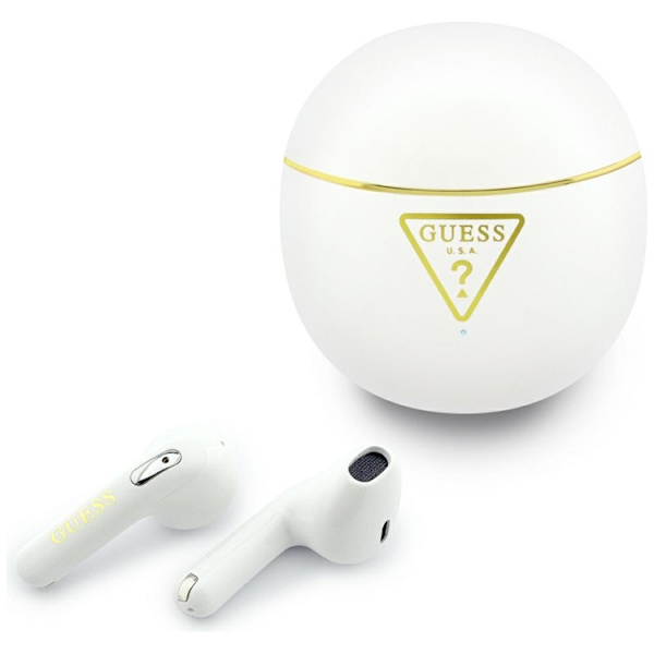 Guess TWS In-Ear Hörlurar Gold Line Triangle - Vit Vit