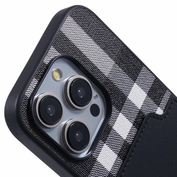 X-LEVEL iPhone 15 Pro Skal med Kortfack Läder Svart