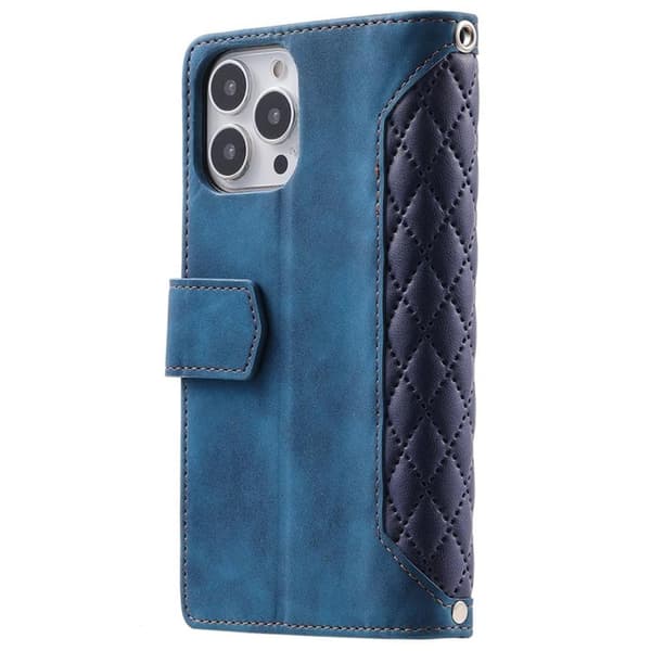 iPhone 14 Pro Max Plånboksfodral Rhombus - Blå Blå