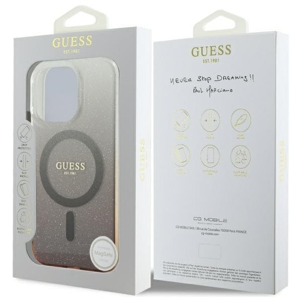 Guess Mobilskal till iPhone 16 Pro 6.3 MagSafe IML Glitter Gradient - Brun