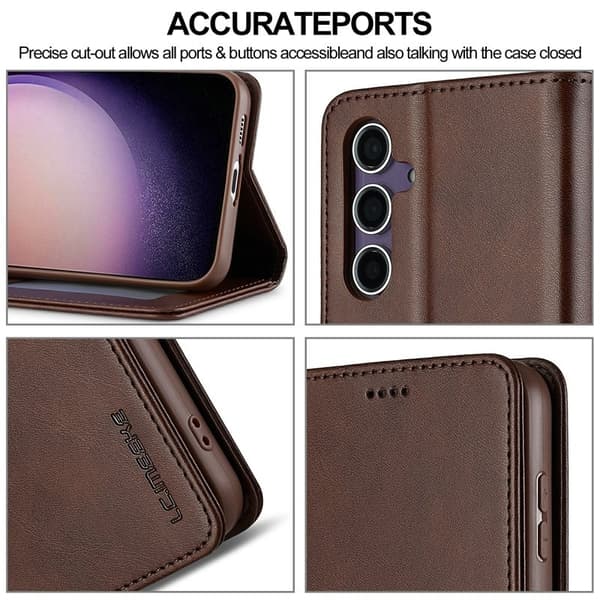LC.IMEEKE Samsung Galaxy S25+ Plånboksfodral Konstläder - Brun
