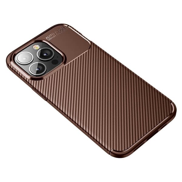 Carbon Fiber Mobilskal till Apple iPhone 13 Pro - Brun Brown