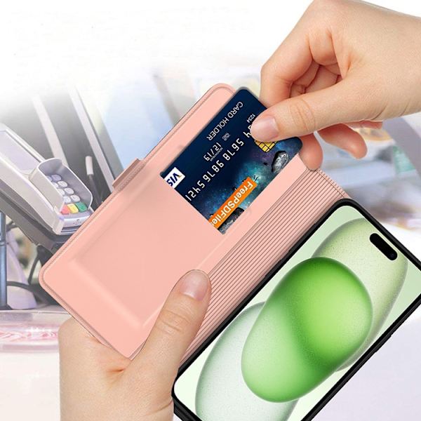 iPhone 16 Pro Plånboksfodral Shockproof Roséguld