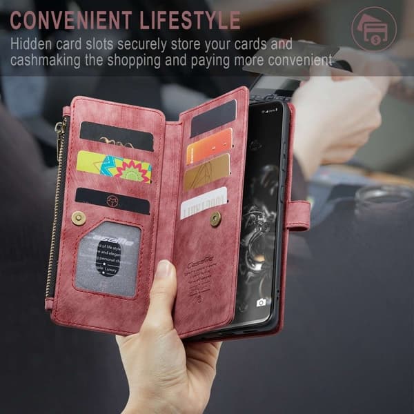 CASEME Konstläder Plånboksfodral för Samsung Galaxy S20 Ultra - Röd