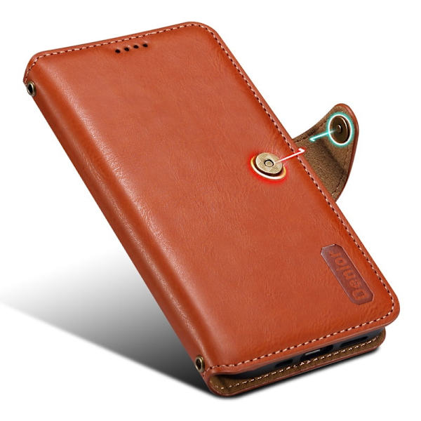 DENIOR iPhone X / XS Plånboksfodral Konstläder Kortfack - Brun