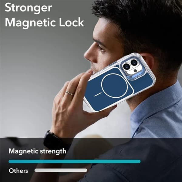 Mobilskal till iPhone 16 MagSafe Lens Kickstand med Handrem - Blå Blå