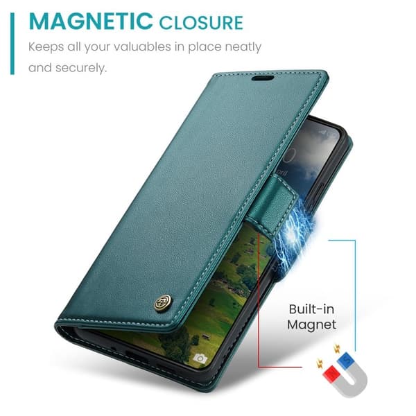 CASEME 023 Xiaomi 14 Plånboksfodral Konstläder RFID Grön