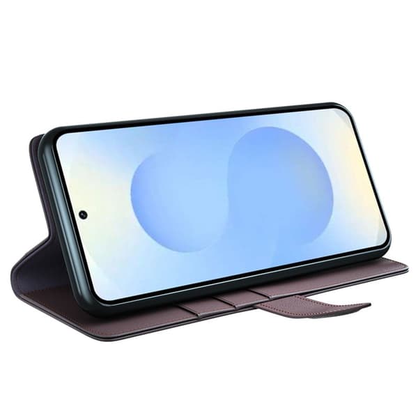 Plånboksfodral för Samsung Galaxy S26 Plus Äkta läder med ställ - Brun