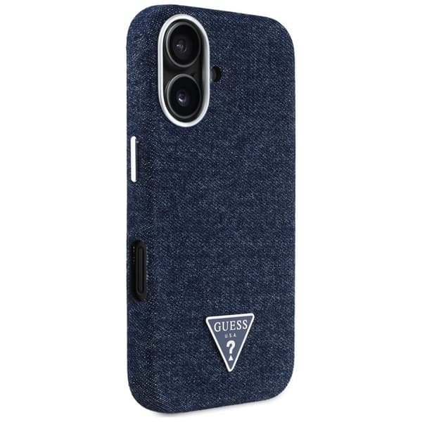 Guess Telefontaske til iPhone 16 MagSafe Denim Triangle Logo - Blå Blå