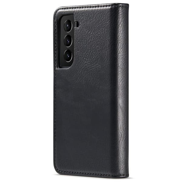 DG.MING Galaxy S22 5G Plånboksfodral 2-i-1 Äkta läder Svart