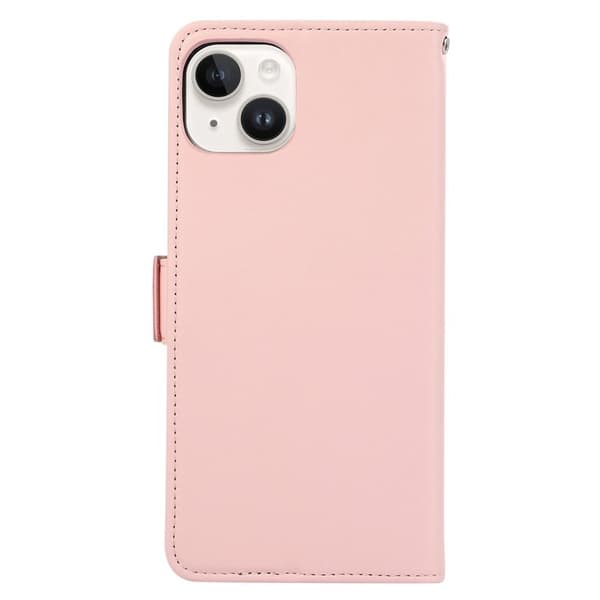 ABEEL iPhone 15 Plånboksfodral RFID Blocker Konstläder Ställ Rosa
