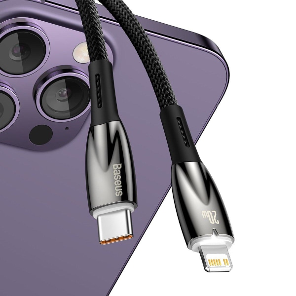 Baseus USB-C til Lightning kabel 1m Glimmer 20W - Sort