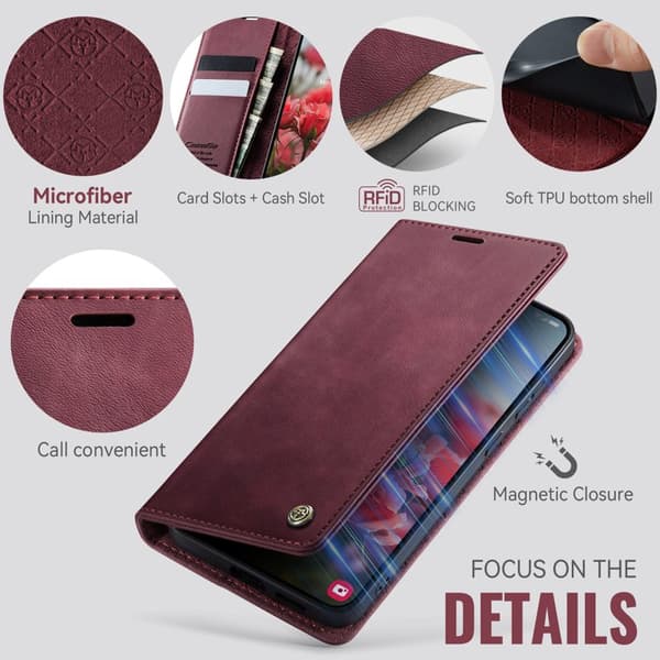 CaseMe Plånboksfodral för Samsung Galaxy S26 Konstläder RFID - Röd