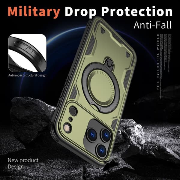 Mobilskal till iPhone 17 Pro Plast Militärt Skydd - Olivgrön