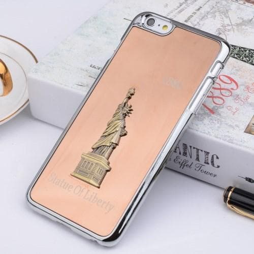 3D-metallikuori Apple iPhone 6(S) Plus / 6S Plus - Vapaudenpatsas Roséguld