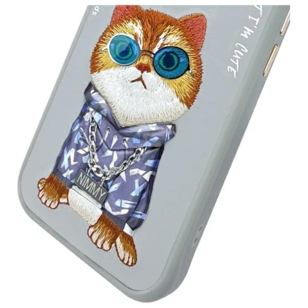 Nimmy Mobilskal till iPhone 15 Glasses Cool Cat - Grå Grå