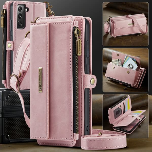 CASEME Konstläder Plånboksfodral för Samsung Galaxy S22+ 5G - Rosa