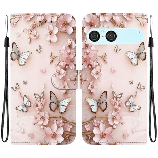 Sony Xperia 10 VII Konstläder Plånboksfodral Pattern Printing - Butterfly Rosa