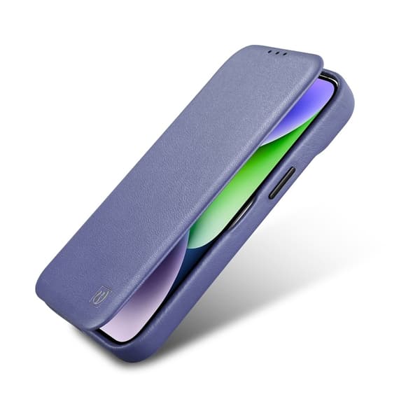 iCarer iPhone 14 Pro Max Plånboksfodral MagSafe CE Äkta Läder Lila