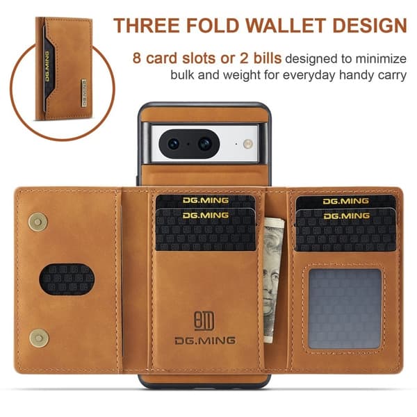 DG.MING M2 Series Google Pixel 8 Plånboksfodral Magnetisk Konstläder Brun
