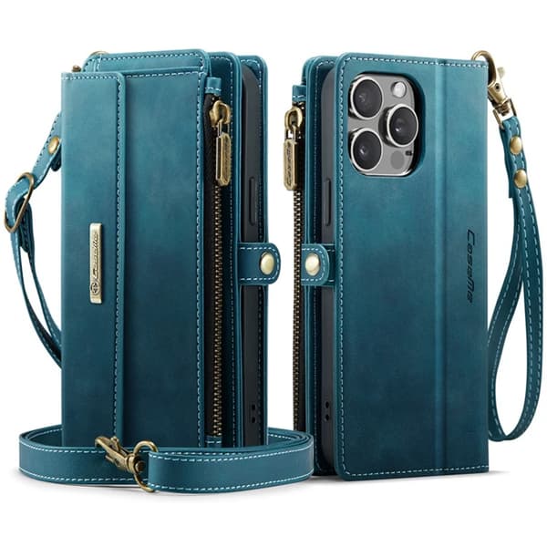Caseme iPhone 12 Pro Max Konstläder Plånboksfodral RFID-Skydd Zipper - Grön Grön
