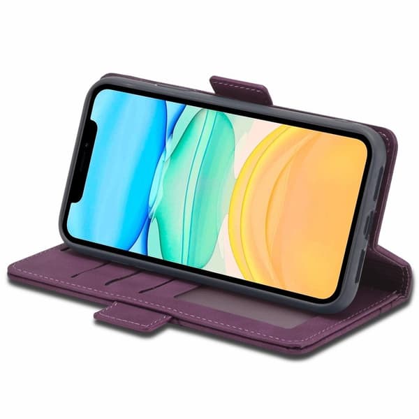 FORWENW F3-Series iPhone 11 Plånboksfodral Konstläder - Vinröd