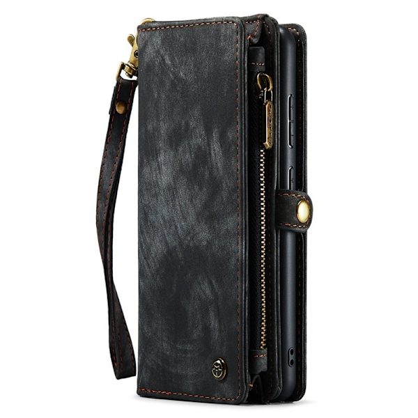 CASEME Multi-function Wallet TPU + KonstLäder Mobilskal - Svart