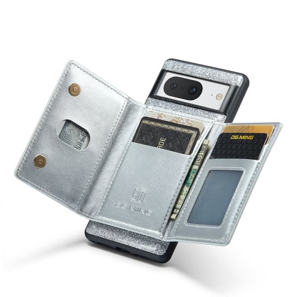 DG.MING M3 Series Mobilskal till Google Pixel 8 Glitter KonstLäder Silver