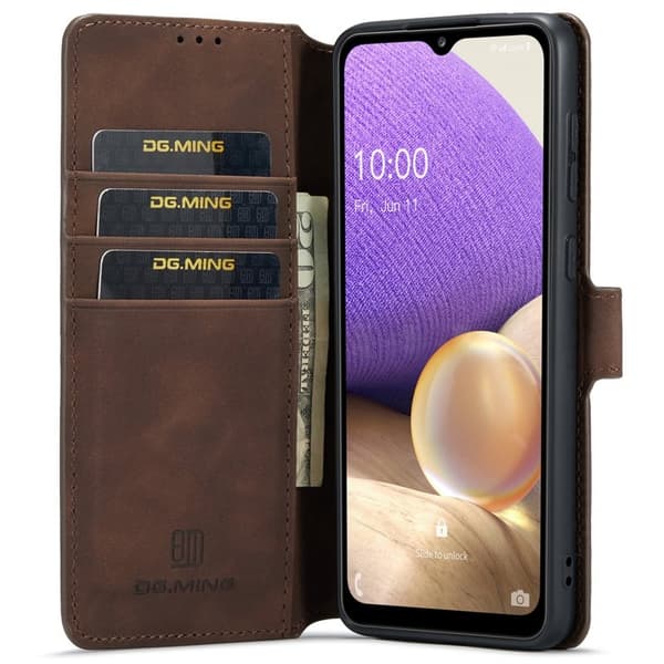 DG.MING Samsung Galaxy A33 5G Konstläder Plånboksfodral Retro Brun