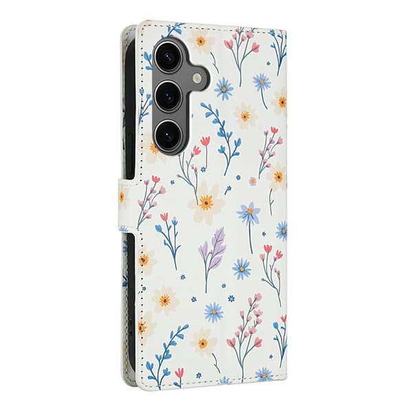 Galaxy S25 Plus - S24 Plus Plånboksfodral Rhombic Floral A2 Vit