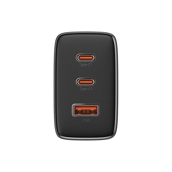 Baseus GaN seinäteulaite 2x USB-C - USB-A 65W Cube Pro - Musta Black
