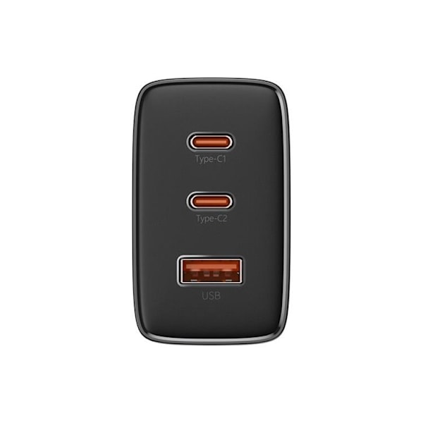 Baseus GaN Väggladdare 2x USB-C Till USB-A 65W Cube Pro - Svart Svart