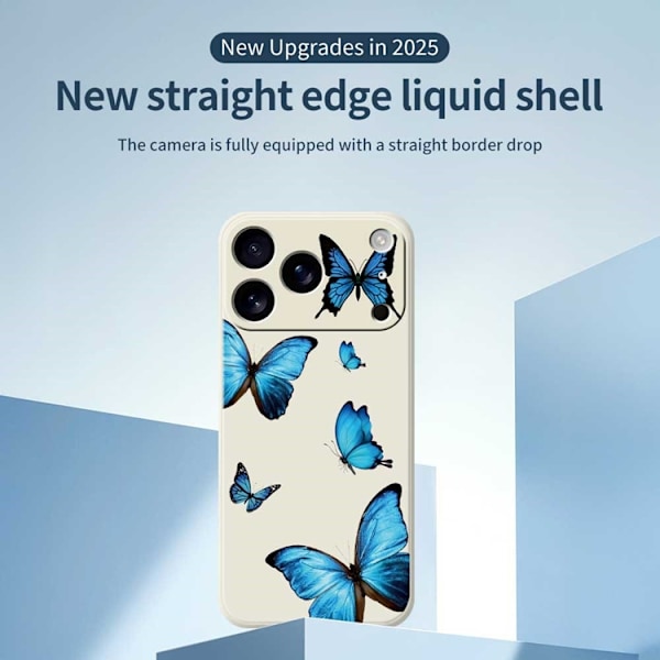 Mobilskal till iPhone 17 Pro Max Blue Butterflies Pattern TPU - Grön Grön