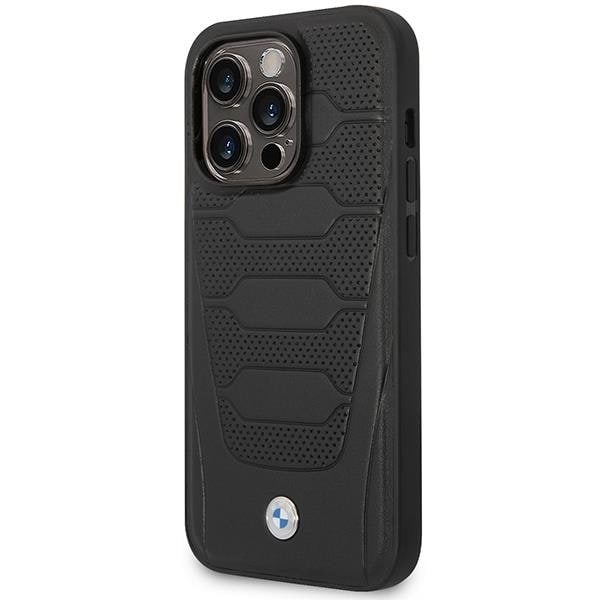 BMW iPhone 14 Pro Max Mobilskal Läder Seats Pattern - Svart Svart