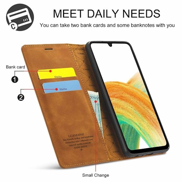 LC.IMEEKE Magnetic Plånboksfodral Galaxy A33 5G - Brun