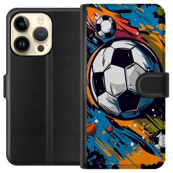 Plånboksfodral till Apple iPhone 15 Pro med Fotbollar