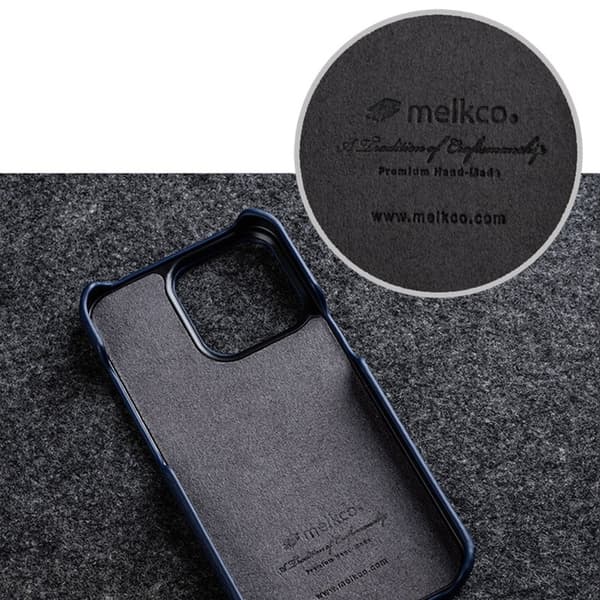 MELKCO Mobilskal till iPhone 14 Pro Äkta Läder + PC - Svart