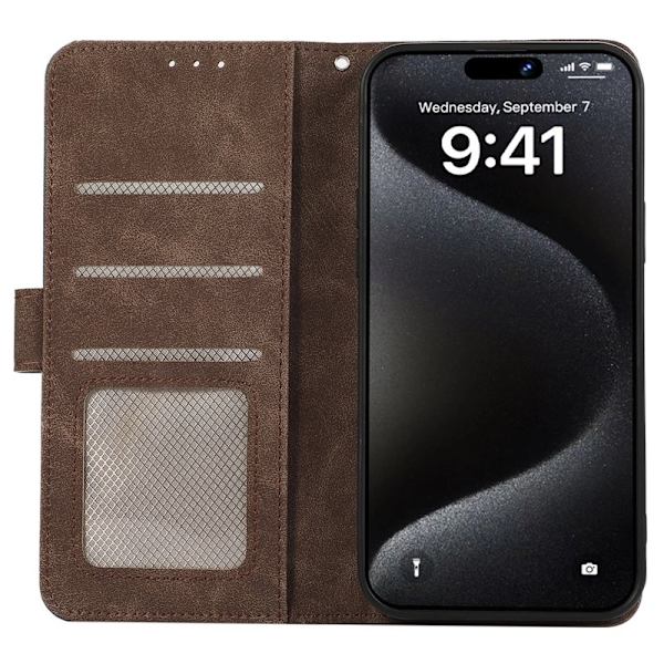 ABEEL iPhone 15 Pro Max Plånboksfodral Konstläder RFID Skydd - Brun