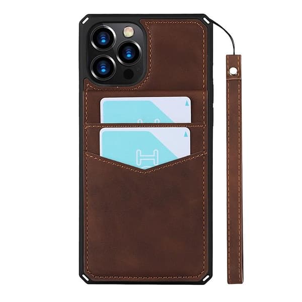 Skal med Kortplatser till iPhone 12 Pro Max - Brun Brown