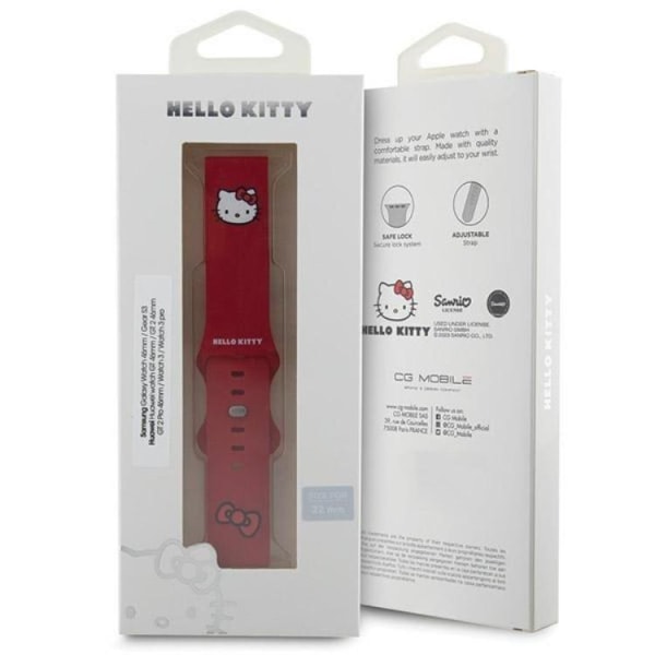 Hello Kitty Galaxy Watch (20mm) Armbånd Kitty Head Silikone - Rød