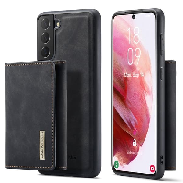 DG.MING Konstläder Plånboksfodral för Samsung Galaxy S22+ 5G Svart