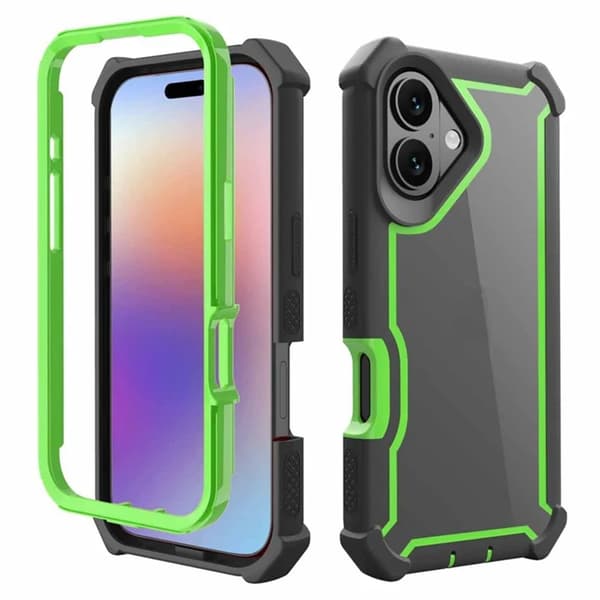 Mobilskal till iPhone 17 TPU + PC Shockproof - Svart/Grön Grön